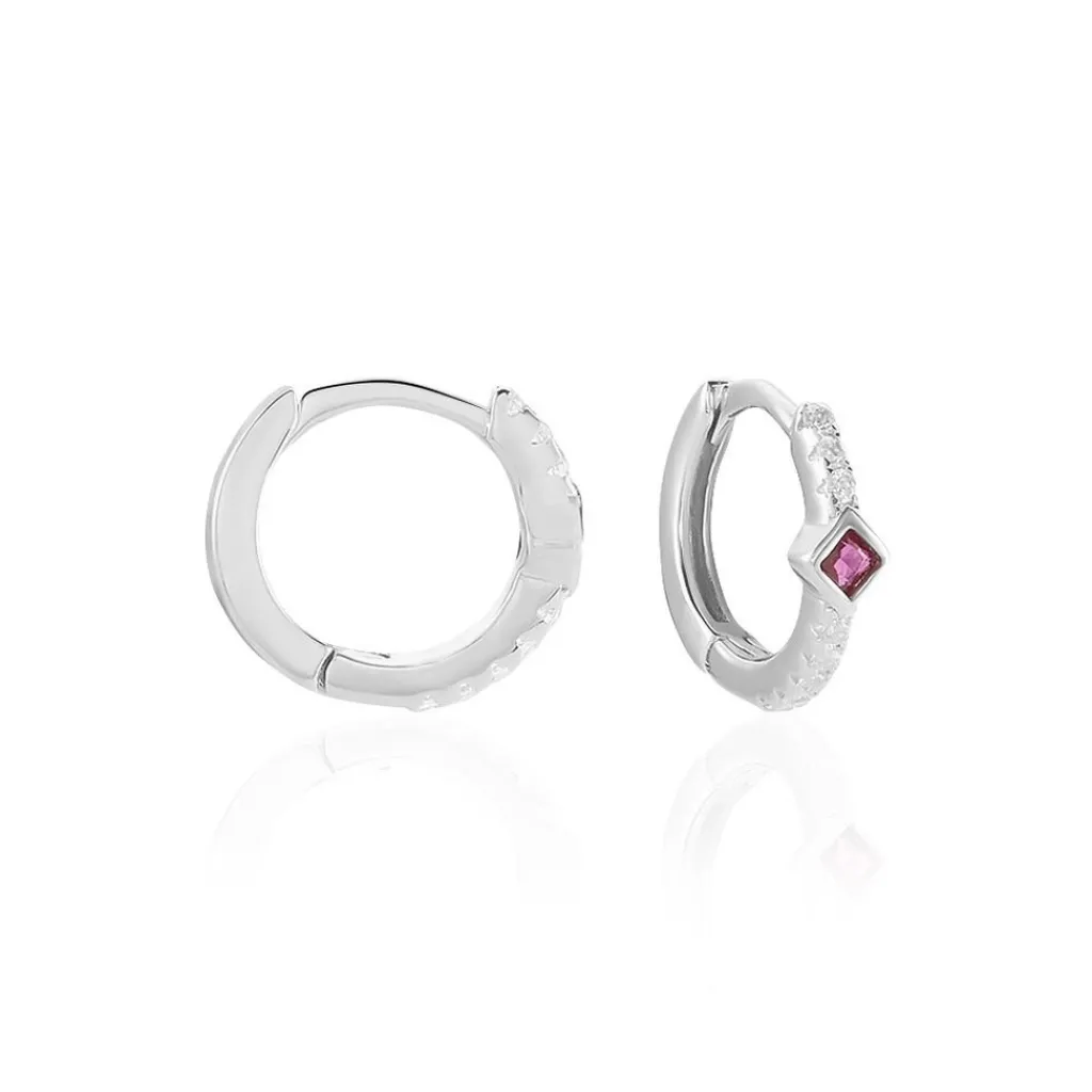 Histoire d'Or Créoles Fane Argent Rhodié Oxyde De Zirconium argent blanc oxyde Online