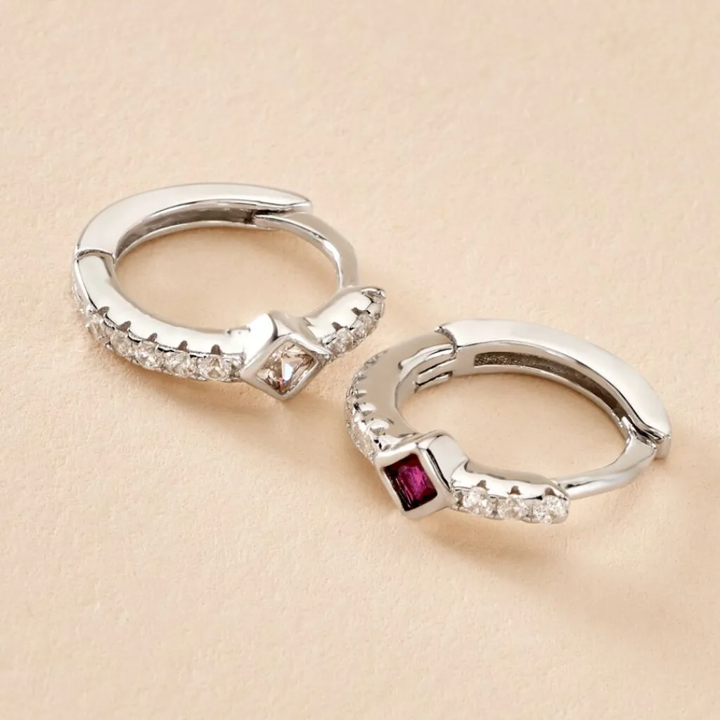 Histoire d'Or Créoles Fane Argent Rhodié Oxyde De Zirconium argent blanc oxyde Online