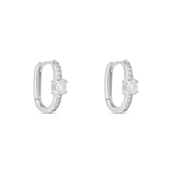 Histoire d'Or Créoles Francene Argent Blanc Oxyde De Zirconium New