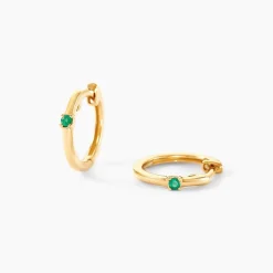 Histoire d'Or Créoles Green Peas Or Jaune Emeraude Sale