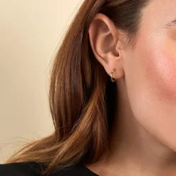 Histoire d'Or Créoles Green Peas Or Jaune Emeraude Sale