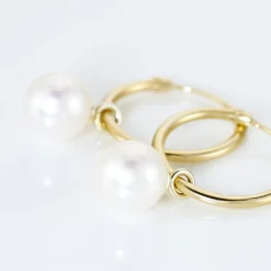 Histoire d'Or Créoles Inoussia Rondes Or Jaune Perle De Culture Clearance