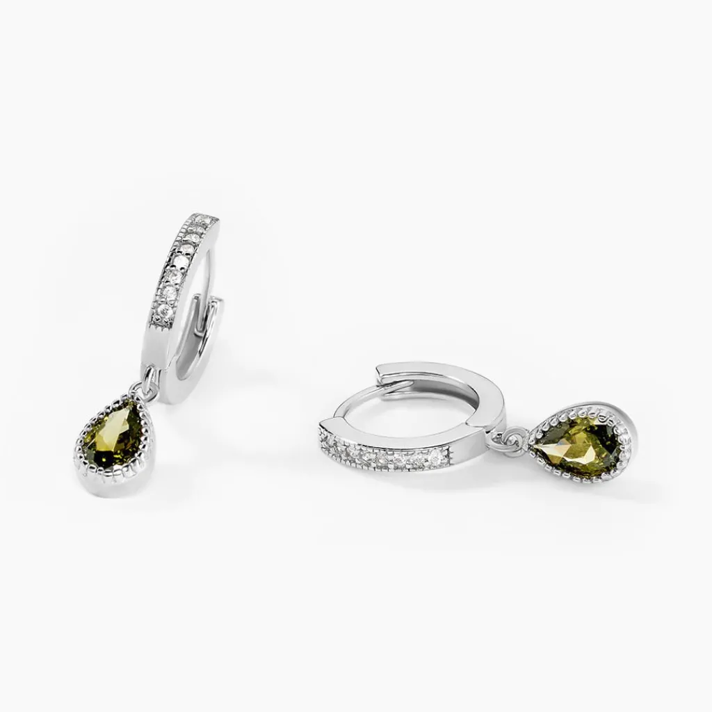 Histoire d'Or Créoles Jerusha Argent Blanc Oxyde De Zirconium argent blanc oxyde vert Online