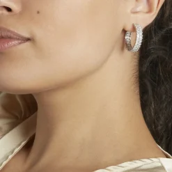 Histoire d'Or Créoles Jovan Argent Blanc Oxyde De Zirconium