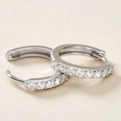 Histoire d'Or Créoles Jussi Argent Blanc Oxyde De Zirconium New