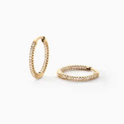 Histoire d'Or Créoles Karolina Rondes Plaqué Or Jaune Oxyde De Zirconium New