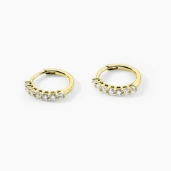 Histoire d'Or Créoles Kean Or Jaune Diamant Synthétique Hot