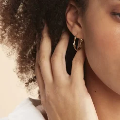 Histoire d'Or Créoles Lenna Torsadée Plaqué Or Jaune Hot