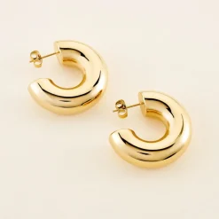 Histoire d'Or Créoles Letty Acier Jaune Sans Pierre acier dore sans pierre New