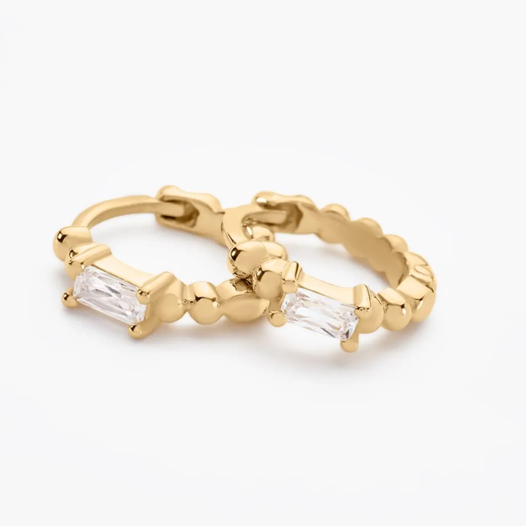 Histoire d'Or Créoles Louisie Plaqué Or Jaune Oxyde De Zirconium New