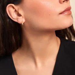 Histoire d'Or Créoles Louisie Plaqué Or Jaune Oxyde De Zirconium New