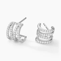 Histoire d'Or Créoles Lyv Argent Blanc Oxyde De Zirconium Clearance