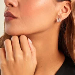 Histoire d'Or Créoles Lyv Argent Blanc Oxyde De Zirconium Clearance