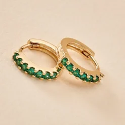 Histoire d'Or Créoles Marty Plaqué Or Jaune Spinelle Synthétique plaqué or jaune spinelle vert Discount