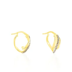 Histoire d'Or Créoles Mitica Or Jaune Strass New