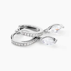 Histoire d'Or Créoles Ninette Argent Blanc Oxyde De Zirconium New