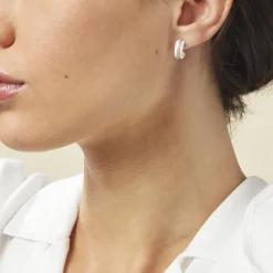 Histoire d'Or Créoles Noci Argent Blanc Céramique Et Oxyde De Zirconium argent blanc céramique blanche Discount