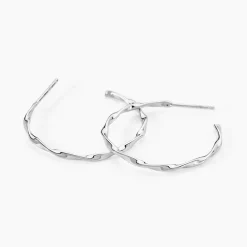 Histoire d'Or Créoles Nymphéa Argent Blanc New