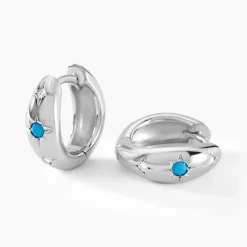 Histoire d'Or Créoles Ocean Argent Blanc Oxyde De Zirconium argent blanc oxyde bleu Sale