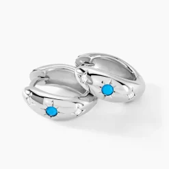 Histoire d'Or Créoles Ocean Argent Blanc Oxyde De Zirconium argent blanc oxyde bleu Sale