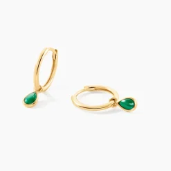 Histoire d'Or Créoles Ondée Or Jaune Malachite Outlet