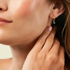 Histoire d'Or Créoles Ondée Or Jaune Malachite Outlet