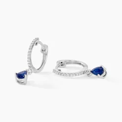 Histoire d'Or Créoles Or Blanc  Saphir Et Diamants New