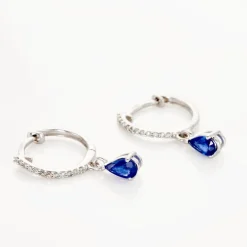 Histoire d'Or Créoles Or Blanc  Saphir Et Diamants New