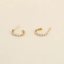 Histoire d'Or Créoles Or Jaune Chylan Oxydes De Zirconium New