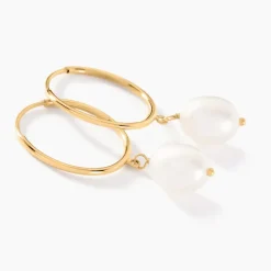 Histoire d'Or Créoles Or Jaune Perle De Culture Sale