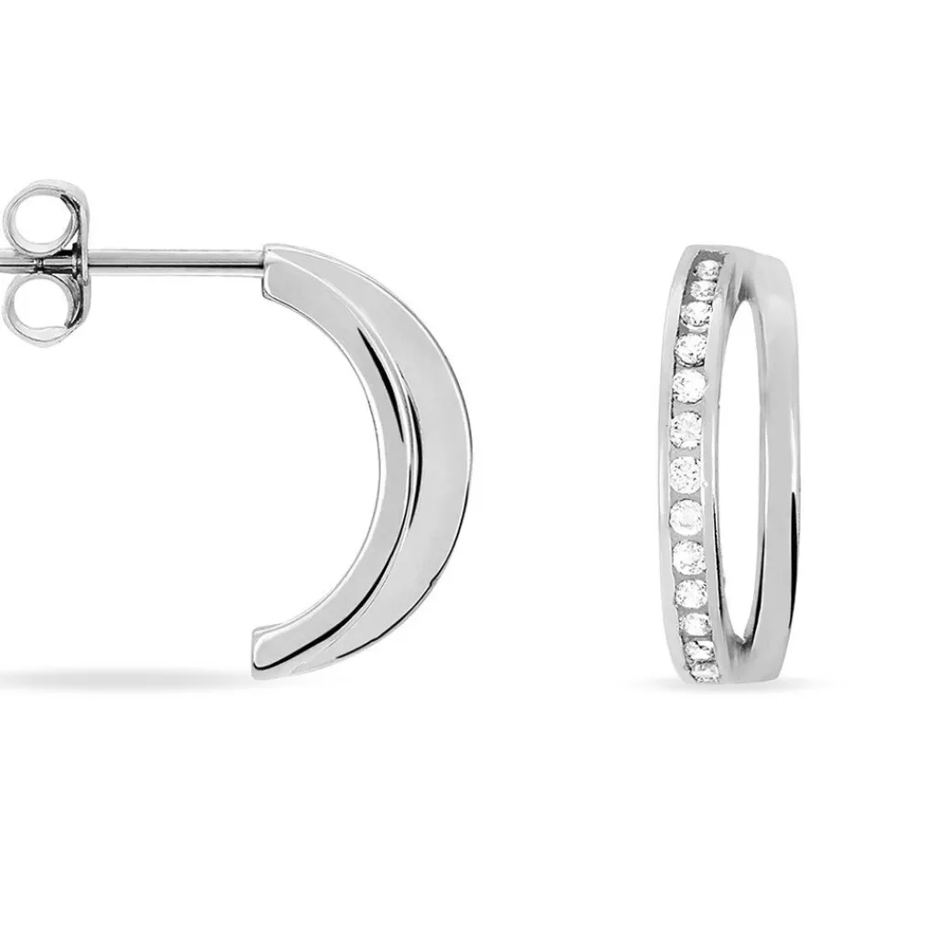 Histoire d'Or Créoles Otho Rondes Argent Blanc Oxyde De Zirconium Sale