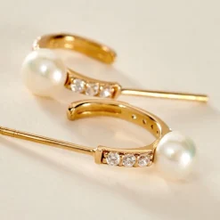 Histoire d'Or Créoles Peni Or Jaune Perle De Culture Oxyde De Zirconium Online