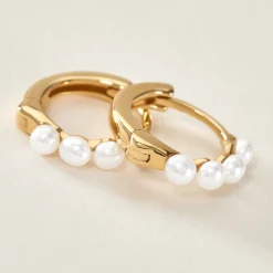 Histoire d'Or Créoles Per Or Jaune Perle De Culture