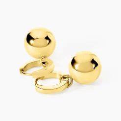 Histoire d'Or Créoles Perles Solaires Acier Jaune New