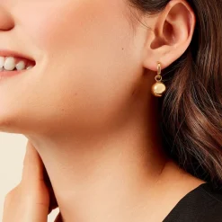 Histoire d'Or Créoles Perles Solaires Acier Jaune New