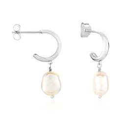 Histoire d'Or Créoles Petia Argent Blanc Perle De Culture Sale