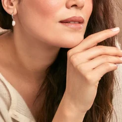 Histoire d'Or Créoles Petia Argent Blanc Perle De Culture Sale