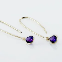 Histoire d'Or Créoles Phie Poire Or Jaune Amethyste or jaune amethyste violette Clearance