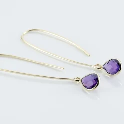 Histoire d'Or Créoles Phie Poire Or Jaune Amethyste or jaune amethyste violette Clearance