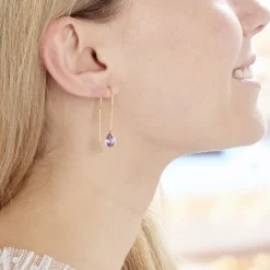 Histoire d'Or Créoles Phie Poire Or Jaune Amethyste or jaune amethyste violette Clearance