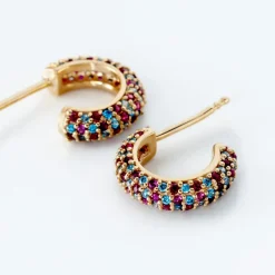 Histoire d'Or Créoles Plaqué Or Jaune Julitta Topazes Oxydes De Zirconium plaqué or jaune topaze bleu Best