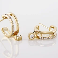 Histoire d'Or Créoles Plaqué Or Jaune Par Oxyde De Zirconium Clearance