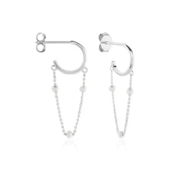 Histoire d'Or Créoles Polka Argent Blanc Discount