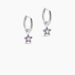 Histoire d'Or Créoles Purple Bloom Argent Blanc Oxyde De Zirconium Online