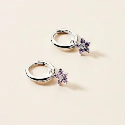 Histoire d'Or Créoles Purple Bloom Argent Blanc Oxyde De Zirconium Online