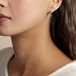 Histoire d'Or Créoles Purple Bloom Argent Blanc Oxyde De Zirconium Online