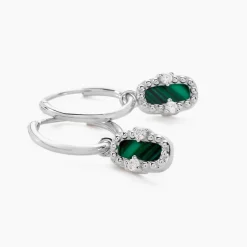 Histoire d'Or Créoles Serafine Argent Blanc Malachite Oxyde De Zirconium Hot
