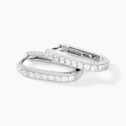 Histoire d'Or Créoles Trait D'union Argent Rhodié Oxyde De Zirconium New