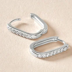 Histoire d'Or Créoles Trait D'union Argent Rhodié Oxyde De Zirconium New