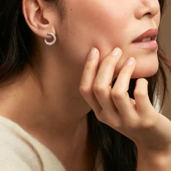 Histoire d'Or Créoles Uwe Argent Blanc Oxyde De Zirconium New